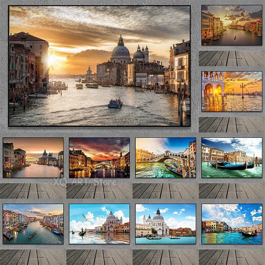 Famous Venice Italy Canvas Painting Wall Art Sunset Natural Scenery Pictures Posters and Prints for Living Room Home Decorati Peaceful Pleasures Health and Wellness