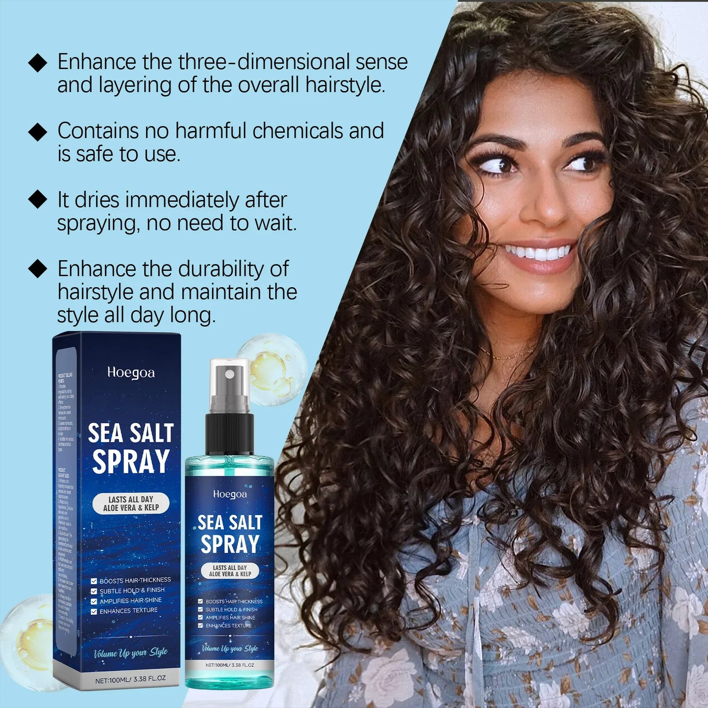 Hoegoa Sea Salt Curl Spray – Texturize & Boost Curls 100ml