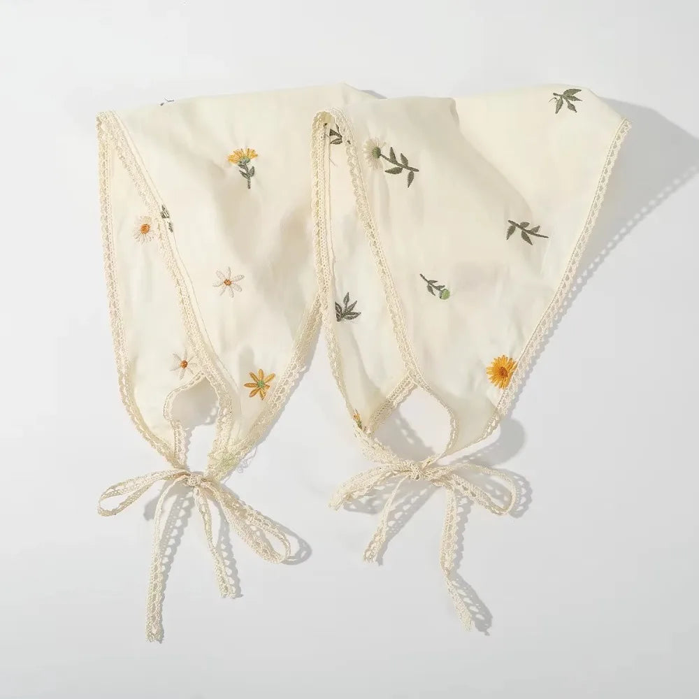 French Floral Triangle Scarf – Turban Bandana Hair Band Women