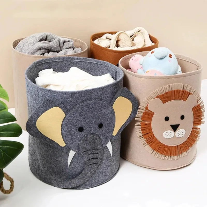 Large Felt Kids Toy & Laundry Basket – Cartoon Animal Design