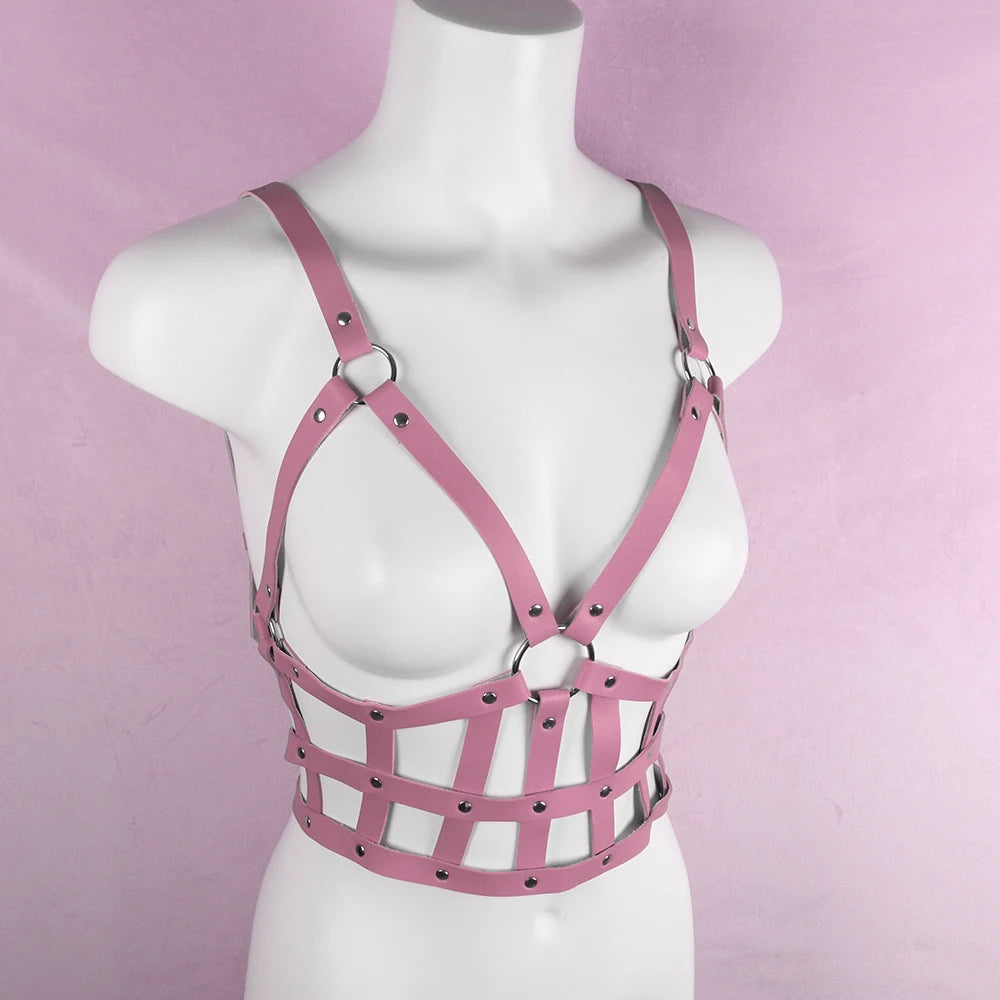 Pink UYEE Women Sexy Harness Belt Leather Lingerie Body Gothic
