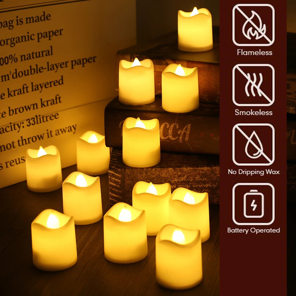 Flameless Tea Light Candles Battery Operated Votive LED Tealights with Paper Lampshade for Festival Party Wedding Holiday Peaceful Pleasures Health and Wellness