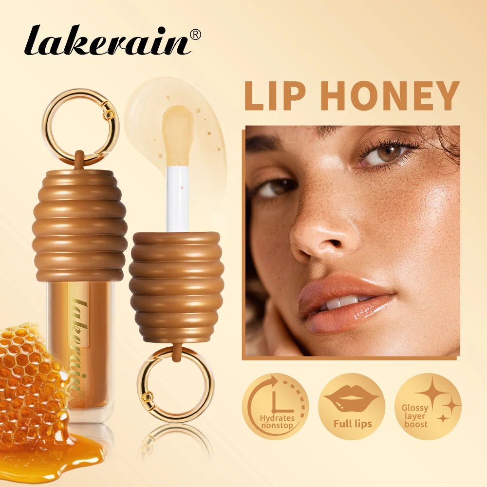 Lakerain Honey Lip Gloss Long Lasting Moisturized Glossy Texture Lightweight Non-sticky Gorgeous Glossy Finish Smooth Lip Makeup Peaceful Pleasures Health and Wellness