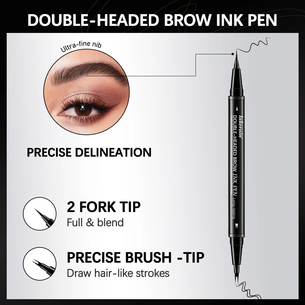 5 Colors Double-headed Brow Ink Eyebrow Pen 2 Fork Eyebrow Pencil Waterproof Liquid Eyebrow Pencil Long Lasting Women Cosmetics Peaceful Pleasures Health and Wellness