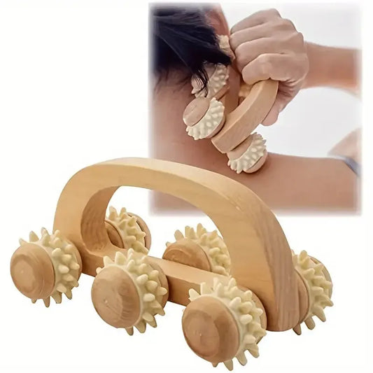 Wooden Massage Roller – Neck, Back & Leg Muscle Roller Tool Massage Roller Oasis Select Default Title