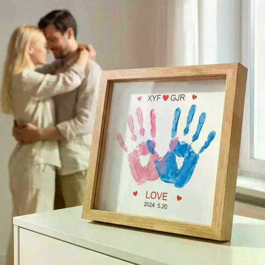 DIY Couple Handprint Shadow Box Frame | 12-Color Paint Gift Set DIY Keepsake Kit Peaceful Pleasures Health and Wellness