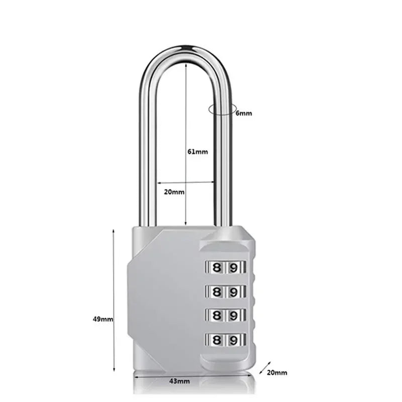 4-Digit Combination Padlock | Waterproof Long Shackle Lock