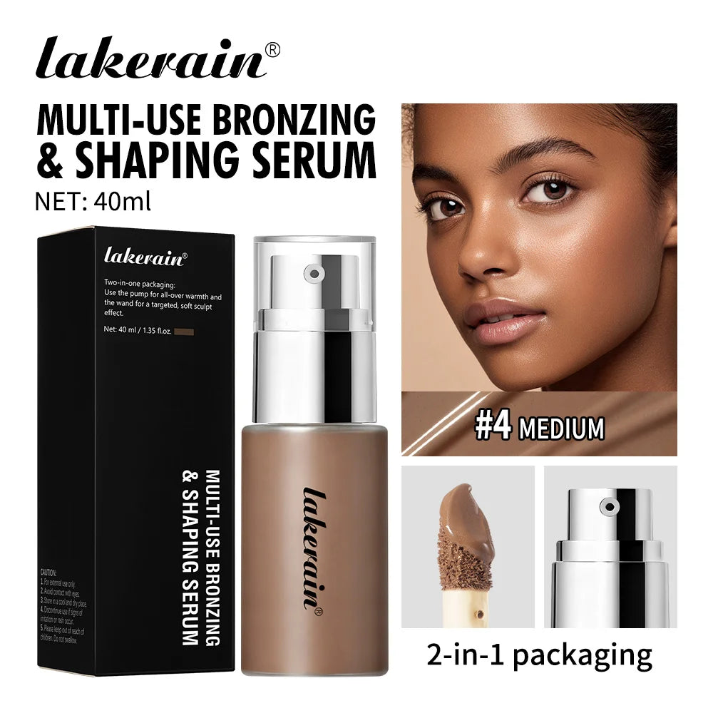 Lakerain Contouring Shaping Serum Long Lasting Nature Bronzing Foundation Deep Moisturizing Brighten Facial Contouring Concealer Peaceful Pleasures Health and Wellness Medium