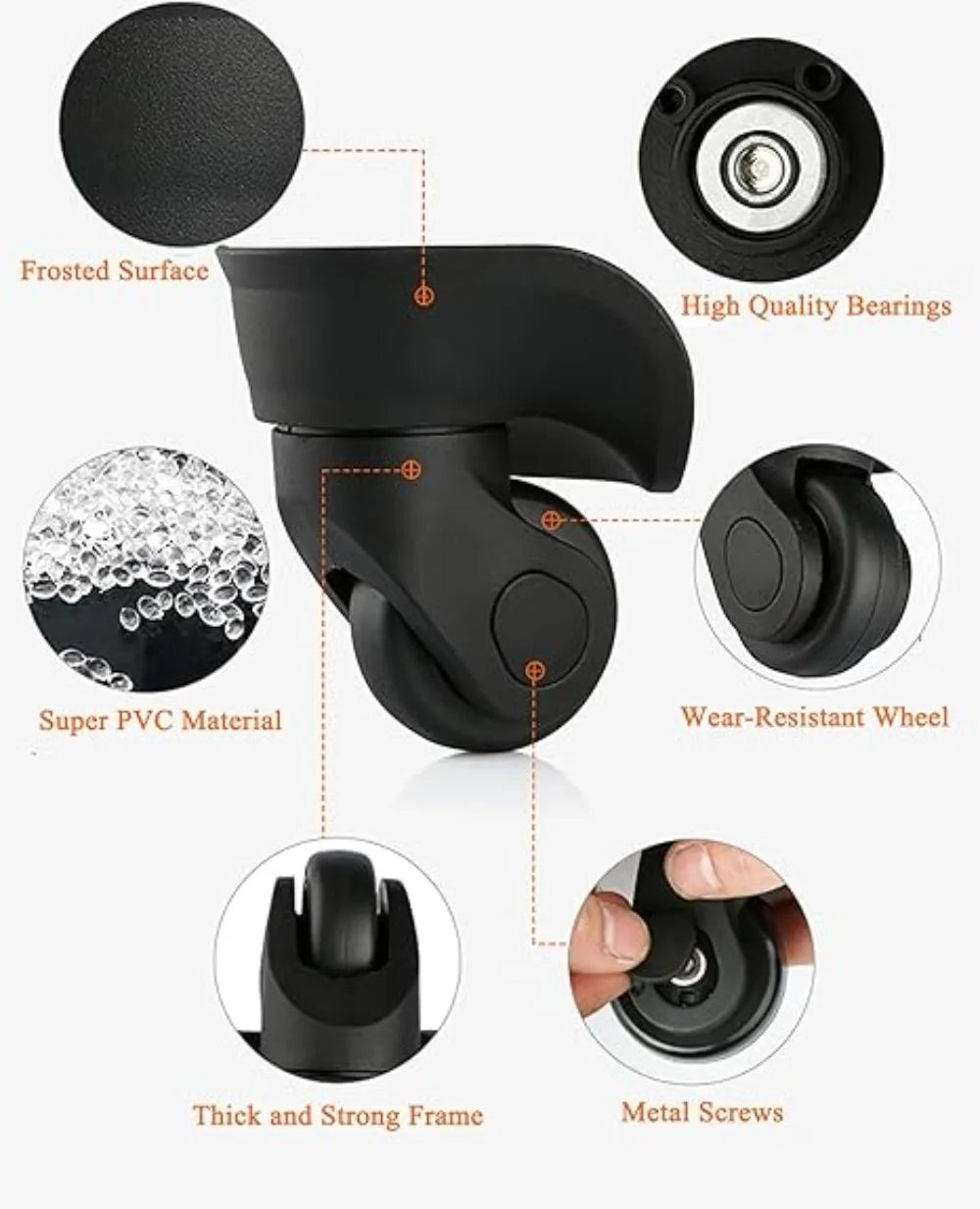 Replacement Luggage Wheels – DIY Suitcase Repair (1 Pair)