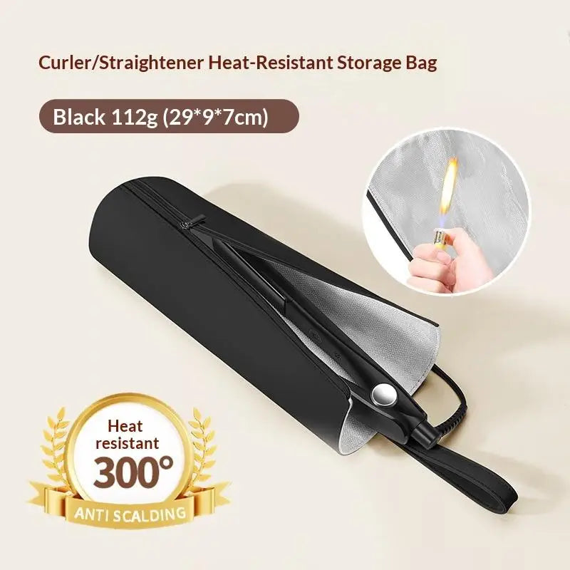 Heat-Proof Aluminum Coating Hair Styling Tool Bag - Wall-Hangable Storage Pouch For Curler, Hair Straightener & Blow Dryer, Mult Peaceful Pleasures Health and Wellness Black
