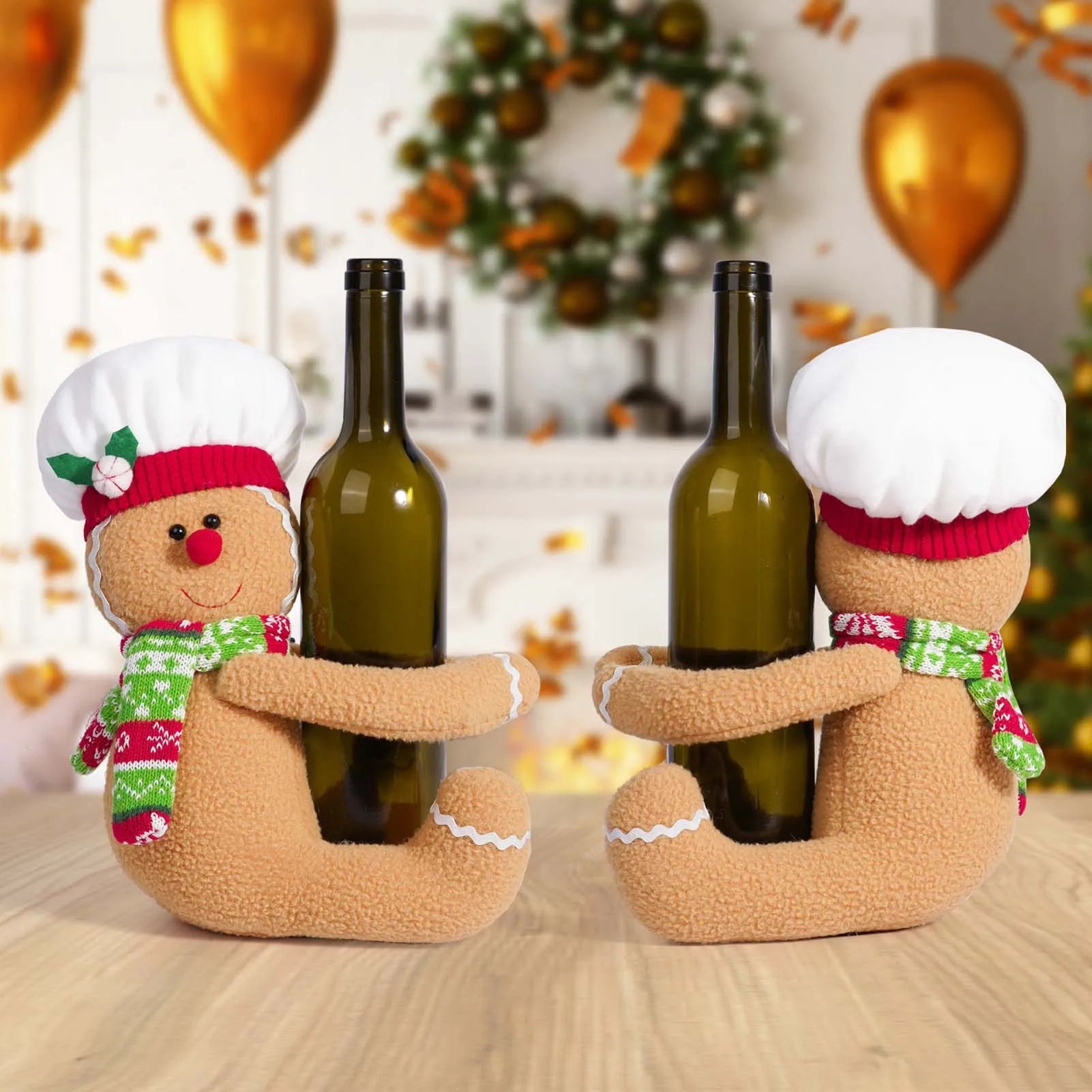 Gingerbread Man Christmas Tree Topper Attractive Design Wine Bottle Curtain Ornaments Suitable for Friends Family Gifts Peaceful Pleasures Health and Wellness