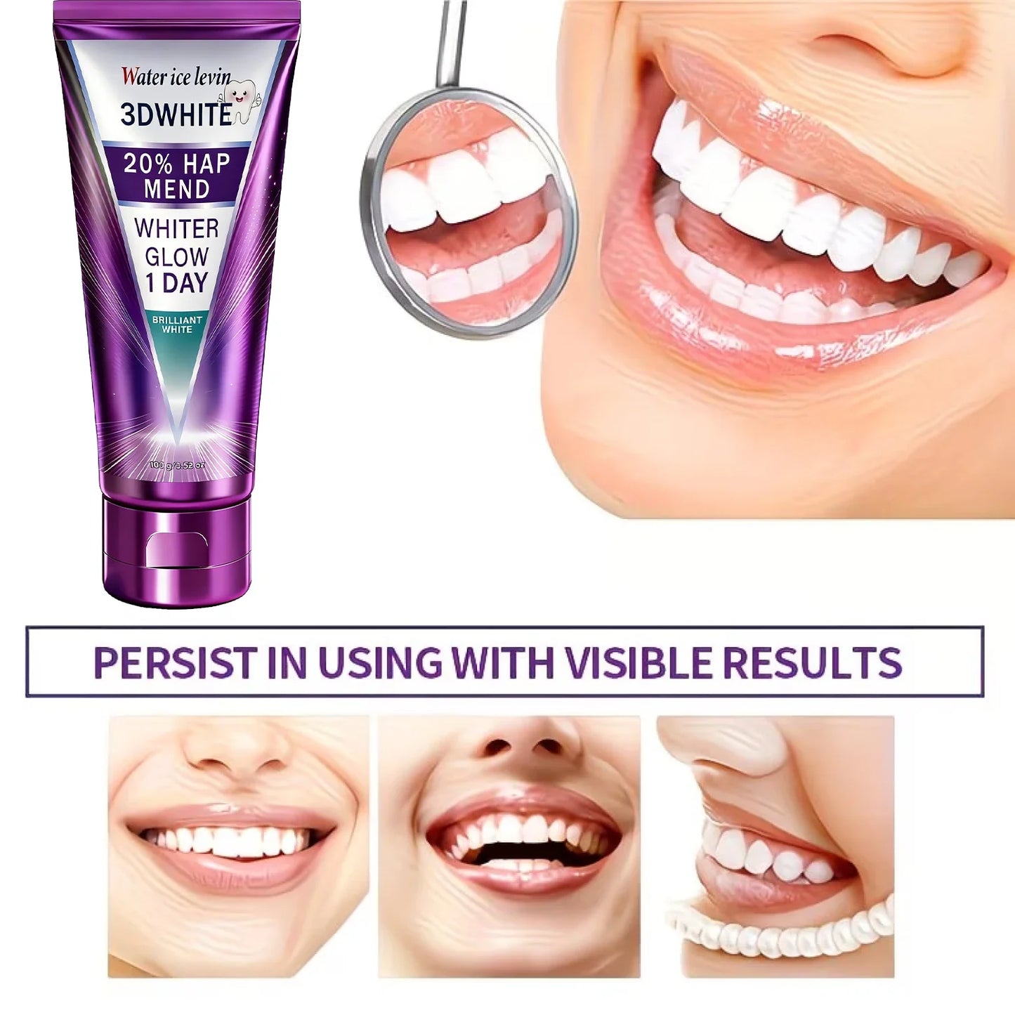 20% HAP 3D Whitening Toothpaste – Stain Removal & Enamel