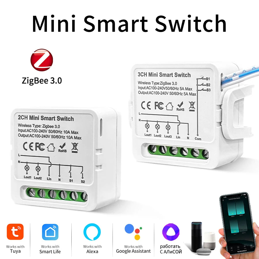 Tuya ZigBee Smart Switch Interruptor Smart Life App Remote Module 1/2/3CH 100-240V 16A/10A/5A Breaker Relay Alexa Google Home Peaceful Pleasures Health and Wellness