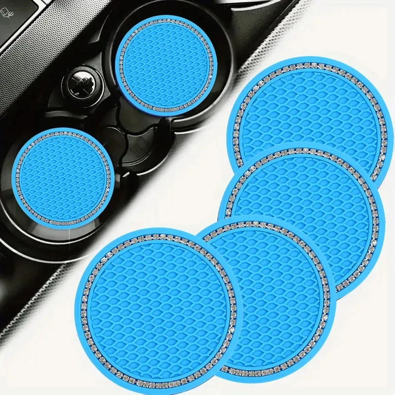 4-Pack Crystal Rhinestone Car Cup Mats Anti-Slip Heat Resistant Easy Clean Car Interior Accessories Cute Car Decorations Peaceful Pleasures Health and Wellness 4pcs 2