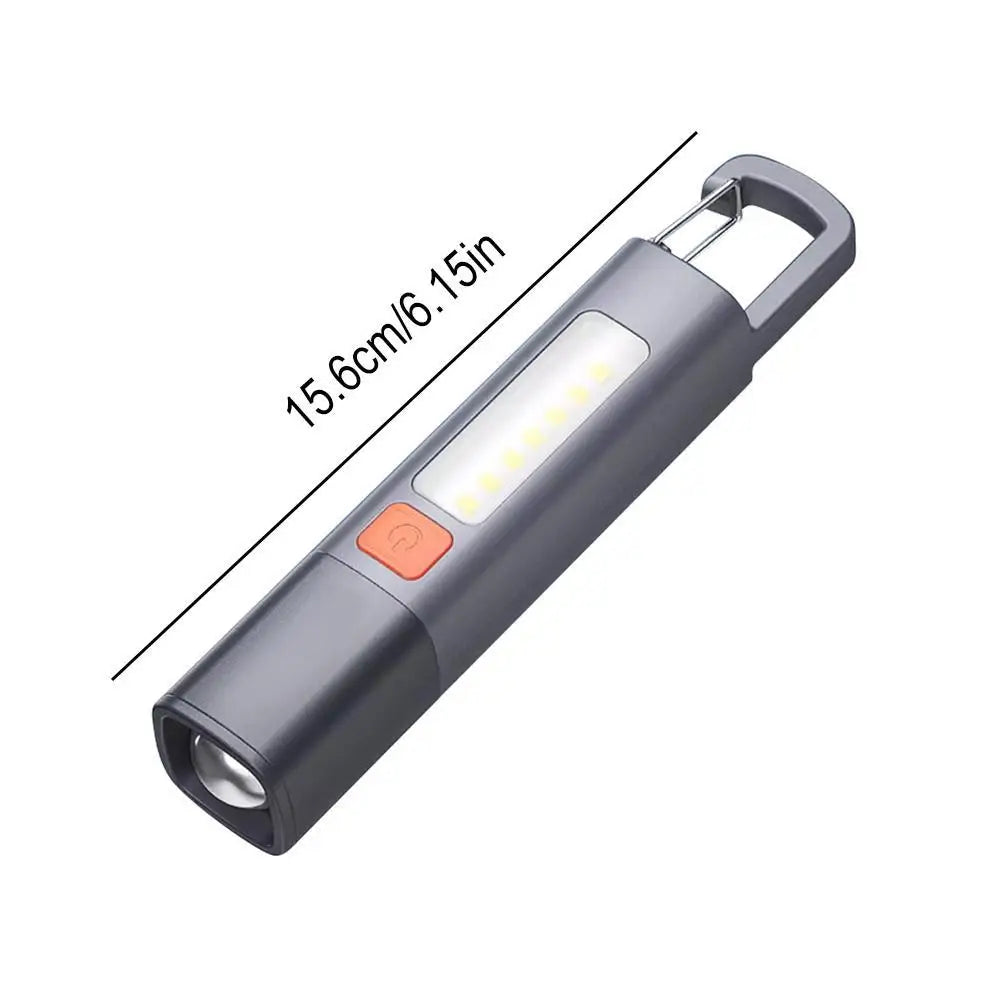 COB LED Camping Flashlight with Hook | USB Rechargeable Torch