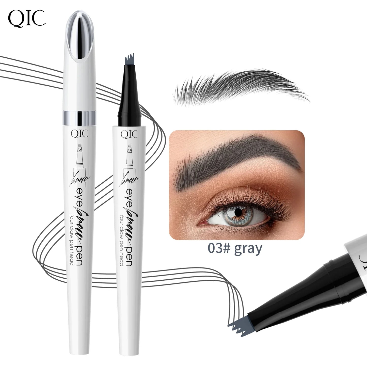QIC 4-Tip Waterproof Microblading Eyebrow Pen | 4 Colors