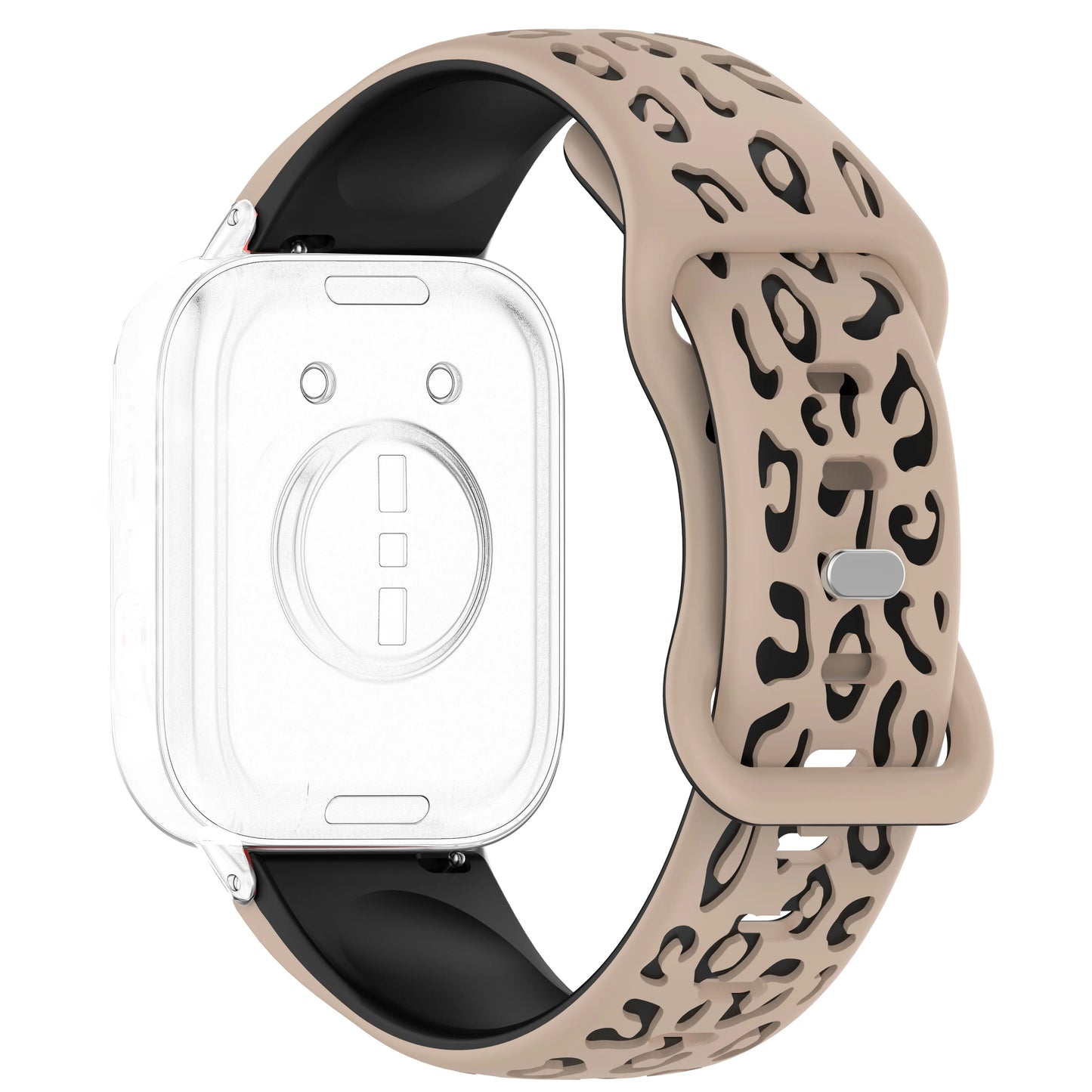 Silicone Leopard Watch Band 18/20/22mm – Amazfit, Samsung, Huawei Peaceful Pleasures Health and Wellness Milktea white Black 18mm