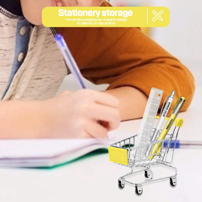 Mini Shopping Cart Toy Creative Handcart for Kids Crafts Display Storage Utility Cart Holder Doll Accessories Gift for Children Peaceful Pleasures Health and Wellness