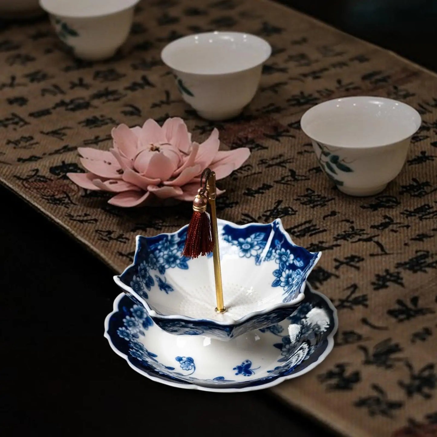 Rain Umbrella Tea Leakage Kung Fu Tea Accessories Ceramic Filters Tea Partitions Desktop Ornaments Fashion Tea Table Decorations Peaceful Pleasures Health and Wellness Blue