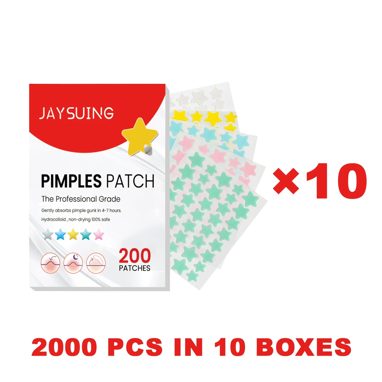 Jaysuing 200-Piece Star Acne Patches – Hydrocolloid Blemish Dots