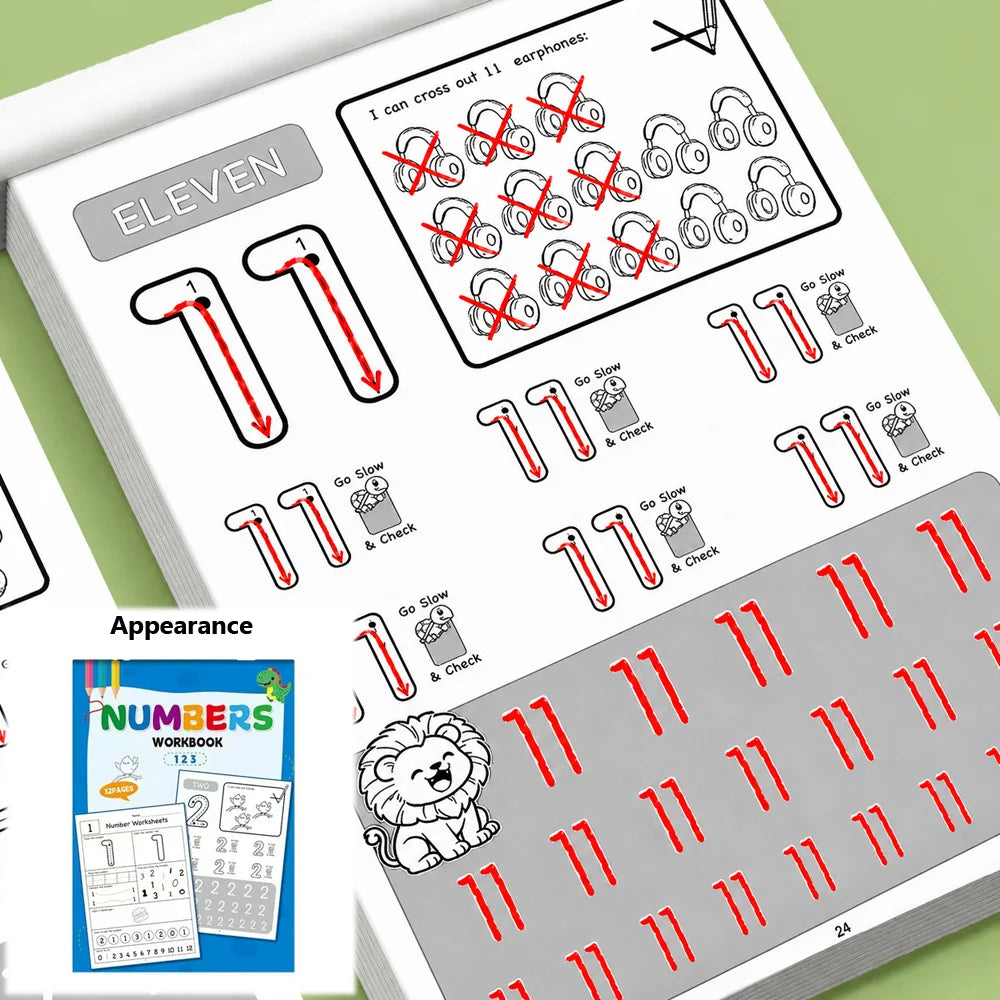 Number 1-12 Tracing Workbook 32 Pages Kids Handwriting Practice