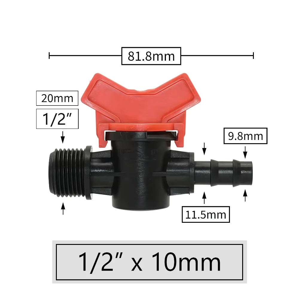 Connectors With 1/2 3/4 Inch Thread Drip Irrigation System Fitting 4/8/10/12/16/20/25mm Hose Barbed Mini Valve Garden Tap Barb Peaceful Pleasures Health and Wellness H
