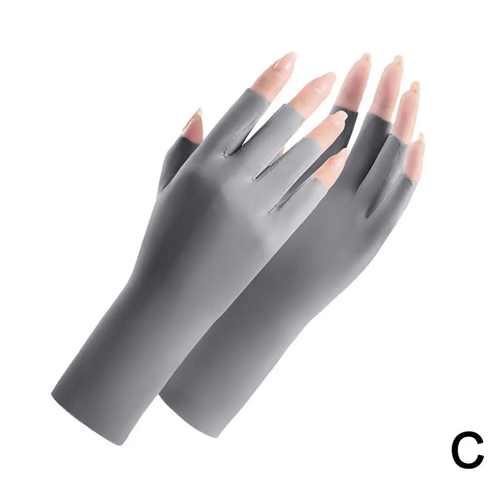UV Protection Ice Silk Gloves – Nail Lamp & Sun Shield