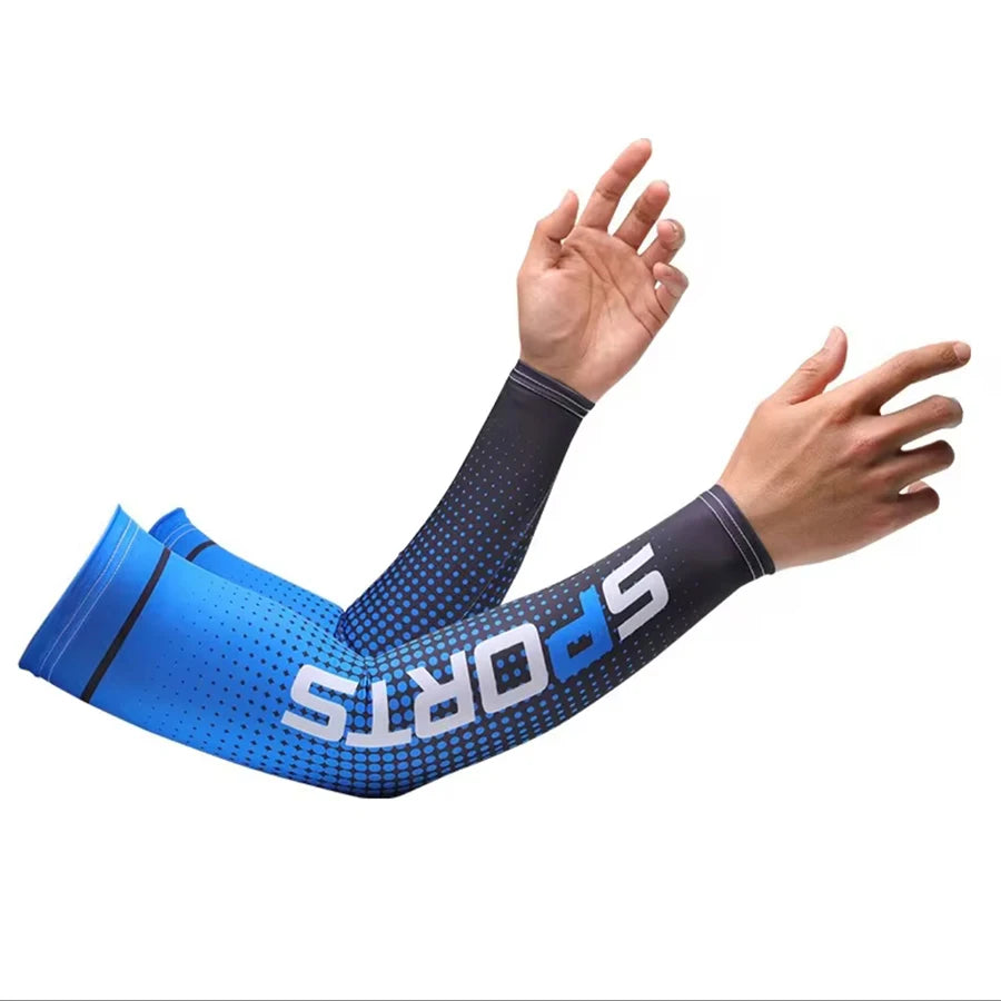 Summer Fashio Sunscreen Ice Silk Sleeve UV Sun Protection Cooling Anti-Slip Arm Sleeves Men Women Outdoor Sport Cycling Peaceful Pleasures Health and Wellness light blue One Size
