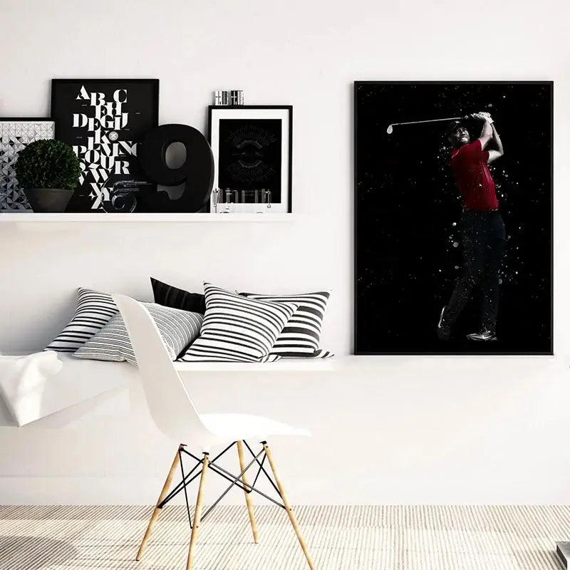Tiger Woods Golf Portrait Canvas Wall Art | Fan Gift Poster