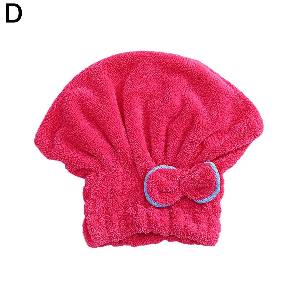 Microfiber Quick Dry Hair Wrap Towel Cap with Bowknot