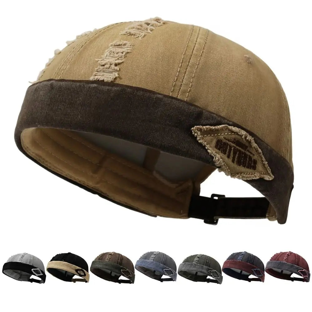 Distressed Skullcap Hat – Streetwear Hip Hop Sun Cap Unisex