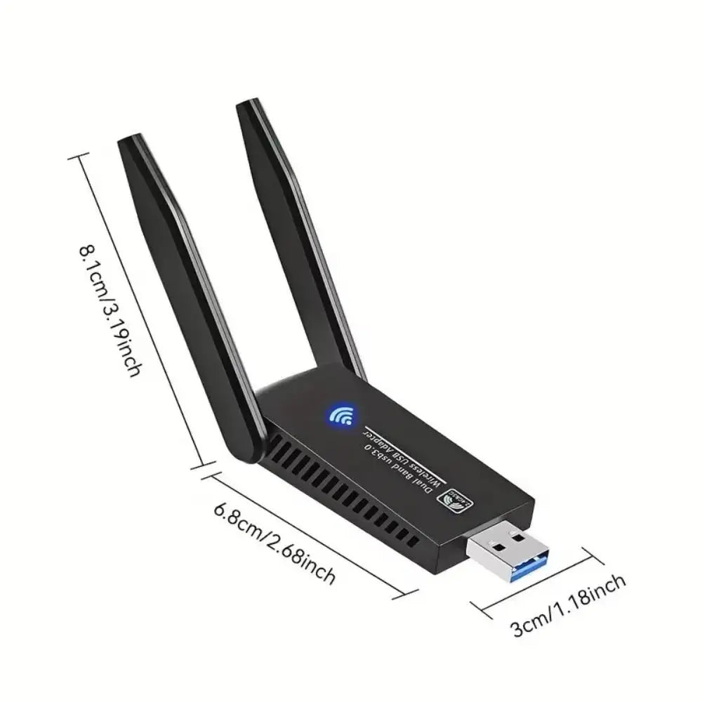 Dual Band WiFi USB Adapter 2.4G/5Ghz USB3.0 Interface 1300Mbps WiFi Dongle 2 Antenna Design Powerful Wireless Network Card Peaceful Pleasures Health and Wellness
