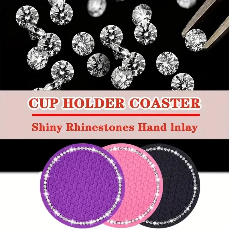 4-Pack Crystal Rhinestone Car Cup Mats Anti-Slip Heat Resistant Easy Clean Car Interior Accessories Cute Car Decorations Peaceful Pleasures Health and Wellness