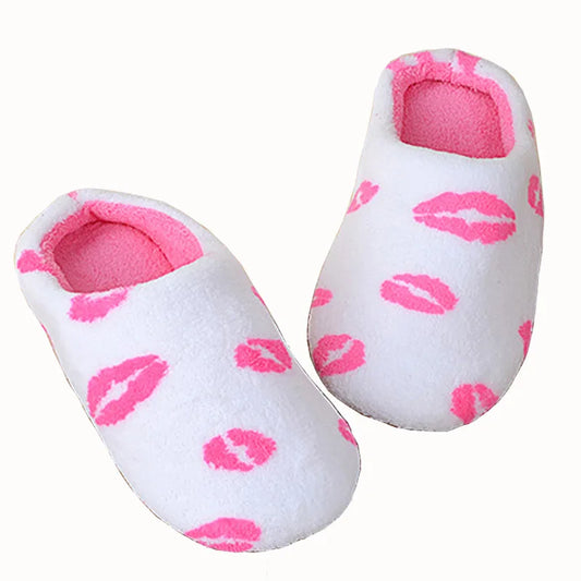 Women's Furry Plush Indoor Slippers | Warm Print Slides