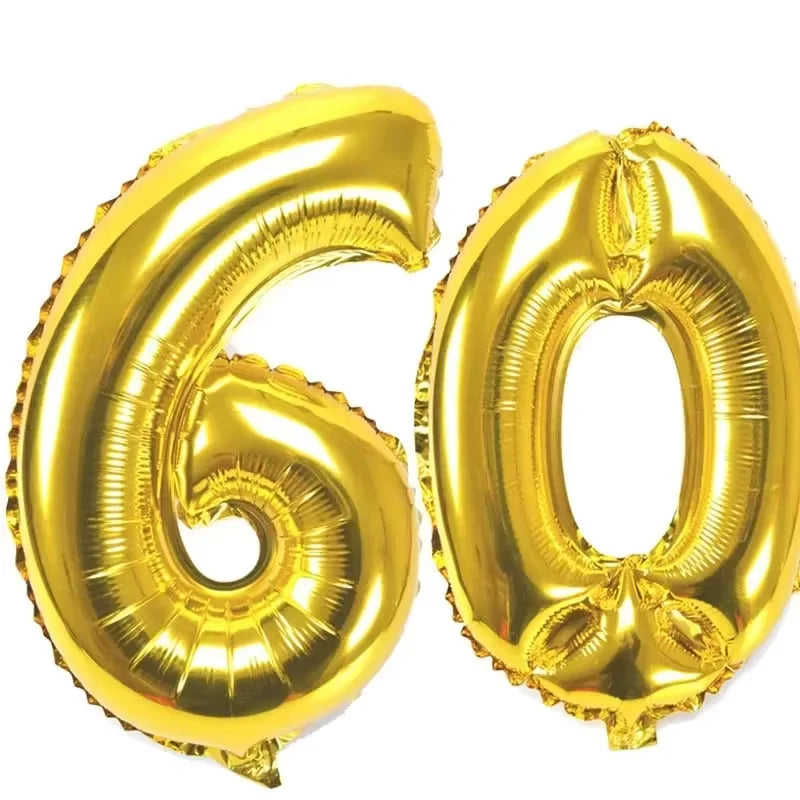 40" Giant Number Balloons – Birthday & Anniversary Gold/Silver