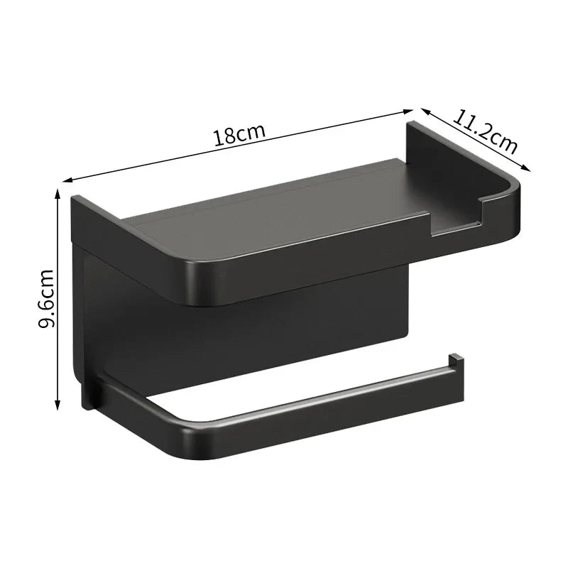 Wall-Mount Bathroom Toilet Paper Holder & Storage Rack