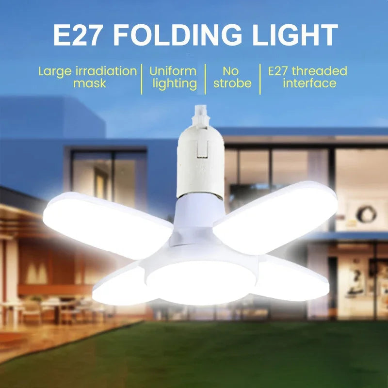 28W E27 Fan Shaped Foldable LED Bulb 40 Bulbs Deformation Suitable For Homes Warehouses and Garages Bright White Light Peaceful Pleasures Health and Wellness