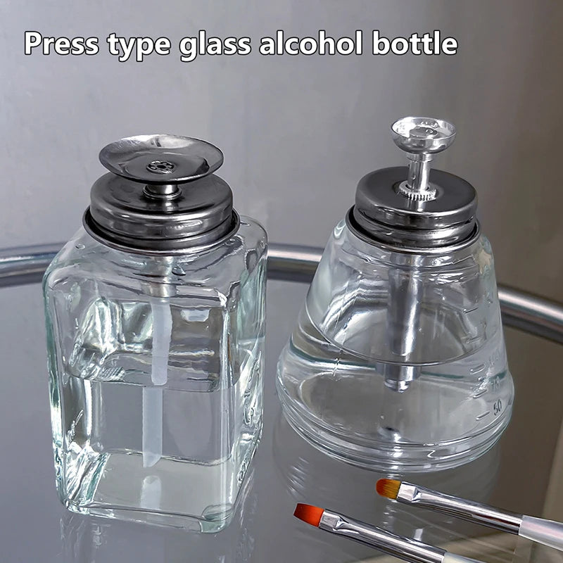 180ml Push Down Glass Empty Pump Dispenser For Nail Polish Alcohol Makeup Remover Clear Refillable Bottle Liquid Cleanser Storag Peaceful Pleasures Health and Wellness