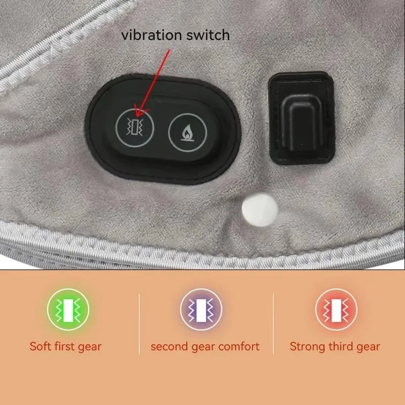 Electric Heating Shoulder Neck Pad Cervical Wrap with Three Gear Thermal Compress Massager Vibration Warm Back Relaxation Tool Peaceful Pleasures Health and Wellness