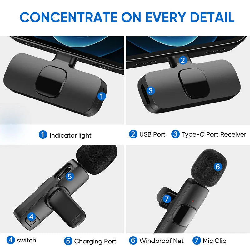 Wireless Lavalier Mic for Type-C Android – Vlogging & Live