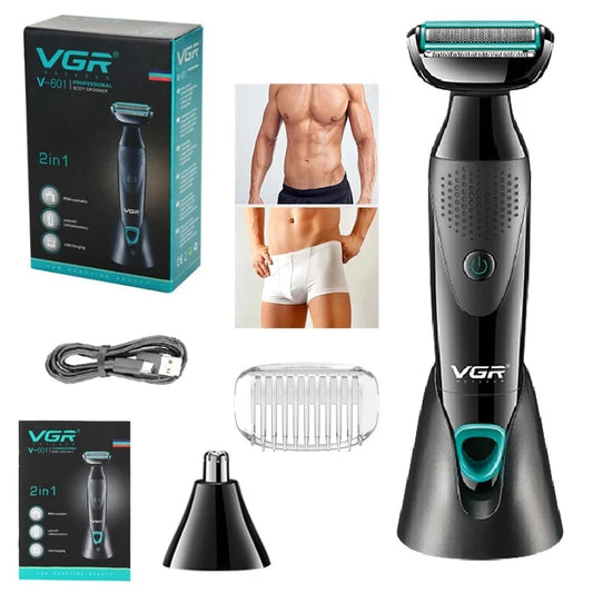 VGR 601 New Retro MEN'S Multi-functional 2-in-1 Shaver IPX4 Wash Nose Hair Shaver Peaceful Pleasures Health and Wellness