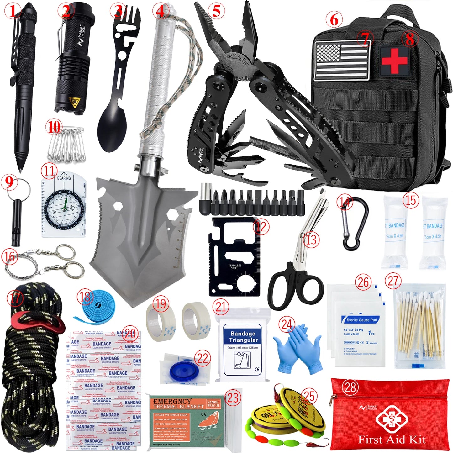 Top-Rated Car Survival First Aid Kit Full Molle Outdoor Emergency Trauma Pack for Camping Hiking IFAK EDC Essentials Peaceful Pleasures Health and Wellness black