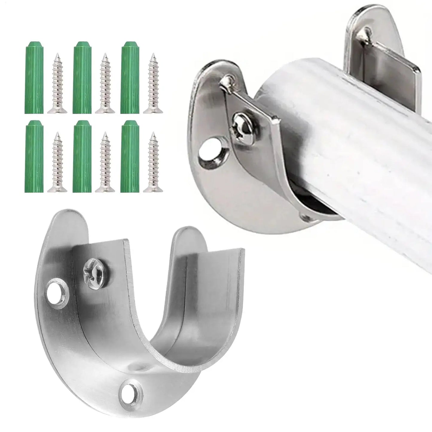 2pieces Closet Rod Holder Stainless Steel 32mm Hanger End Closet Rod Brackets Heavy Duty for Laundry Bathroom Bedroom Apartment Peaceful Pleasures Health and Wellness