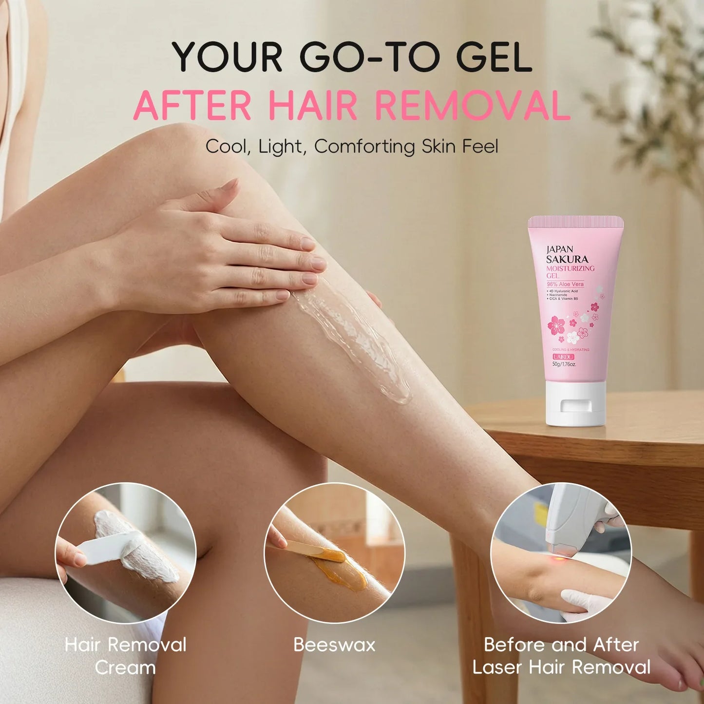 LAIKOU Sakura Gel Cream – Hyaluronic Acid, Niacinamide & CICA