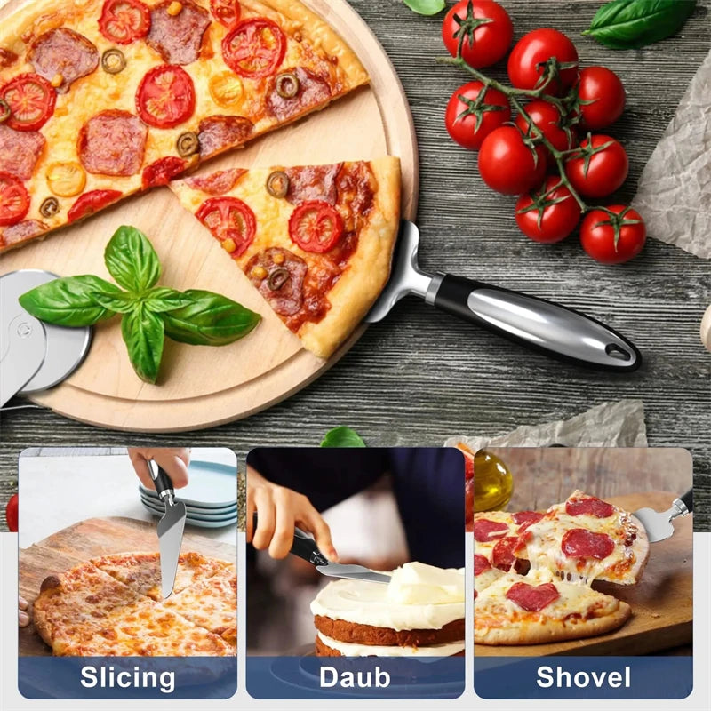2-Pack Stainless Steel Pizza Cutter Wheel | Finger Guard, Non-Slip Handle – Dishwasher Safe Pizza & Pastry Slicer