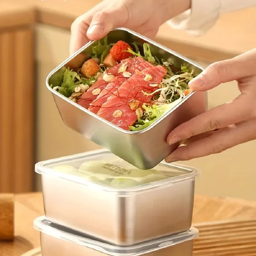 stainless steel fresh-keeping box with sealed lid, thickened small lunch box, camping food packaging and storage box lunchbox Peaceful Pleasures Health and Wellness