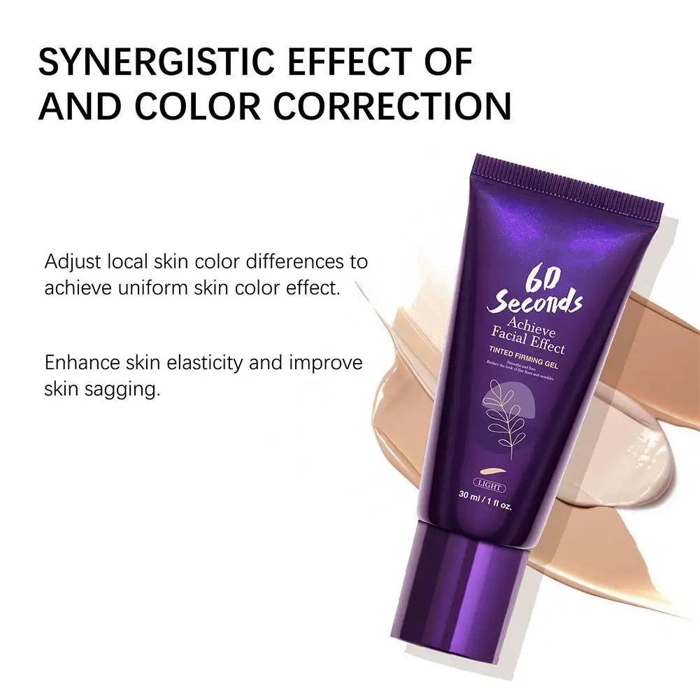 60 Seconds Achieve Facial Effect Tinted Firming Gel Natural Lift Beautify Skin Tone Correction 30ml Hydrate Whiten Makeup Primer Peaceful Pleasures Health and Wellness