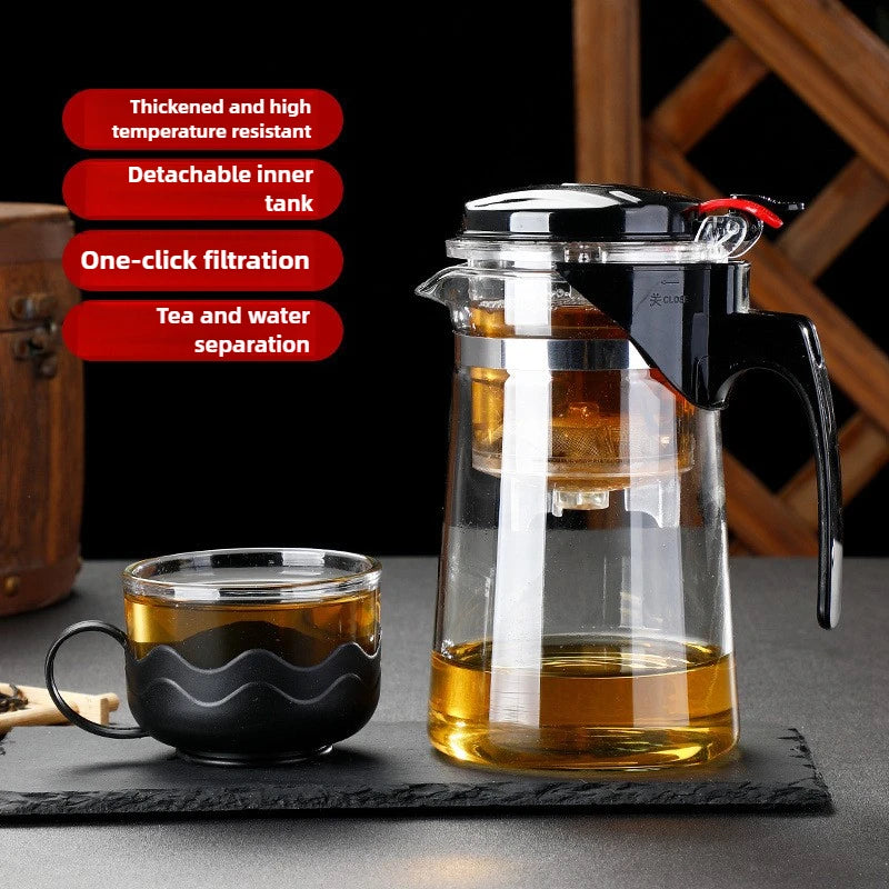 750ML Creative High Borosilicate Glass Filter Teapot with Filter Press Floating Cup Large Capacity Tea Set for Home Office Gift Peaceful Pleasures Health and Wellness