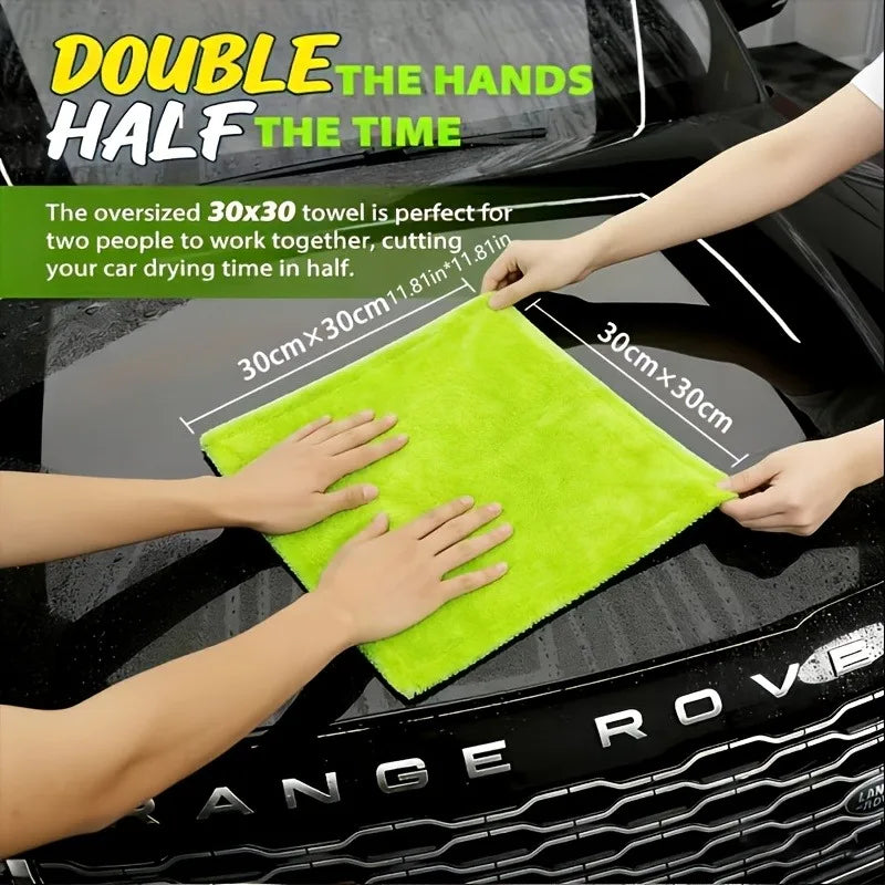 1/2 Pack Fluorescent Green Car Cleaning Cloth, Car Wash Towel, Glass Cleaning Towel, Extra Large and Thick, Super Absorbent, Non-Marking, Strong Water Absorption, Quick-Drying Car Wash Towel Peaceful Pleasures Health and Wellness
