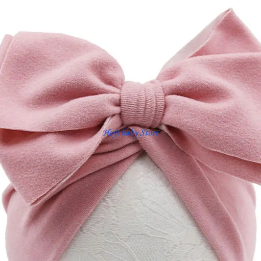 Baby Girl Big Bow Turban Hat | Newborn Photo Prop Beanie Baby Turban Hat Peaceful Pleasures Health and Wellness